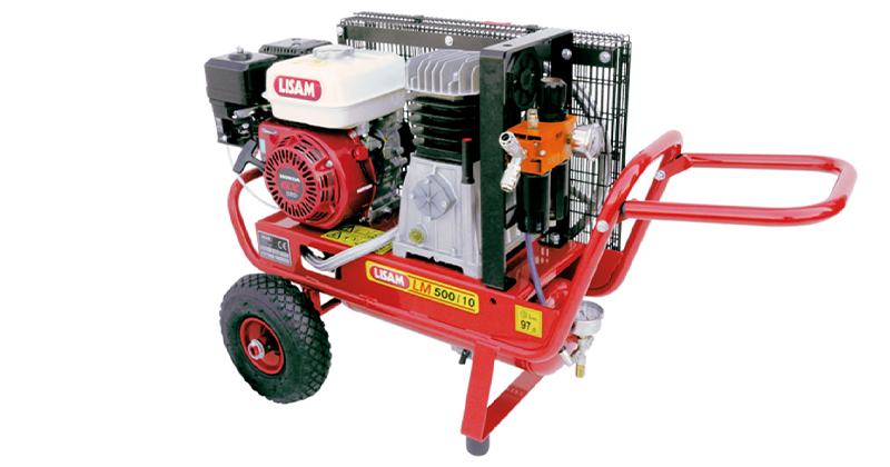 Motocompressore a benzina Lisam LM 500/10 con motore Honda da 5,5 Hp