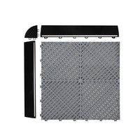 Piastrelle ventilate grigie e blu 3,2m x 6m per garage e officine, antiscivolo.