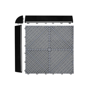 Piastrelle ventilate grigie e blu 3,2m x 6m per garage e officine, antiscivolo.