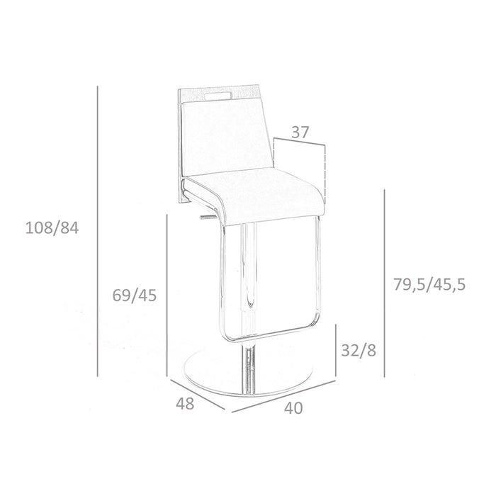 Sgabello girevole in ecopelle marrone e noce