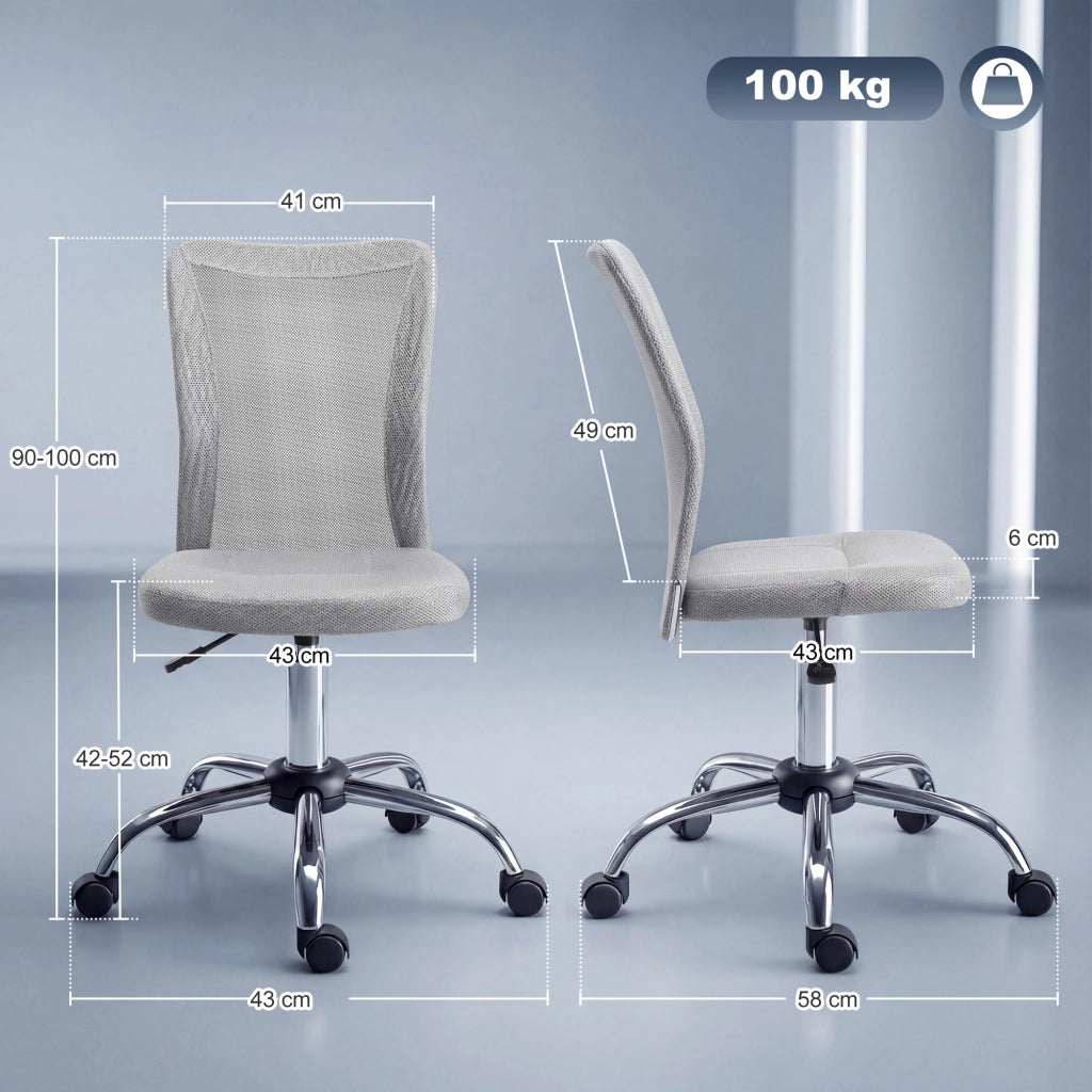 Sedia da ufficio girevole senza braccioli in rete ¨C Zephmum ¨C Grigio 43x58x90-100 cm