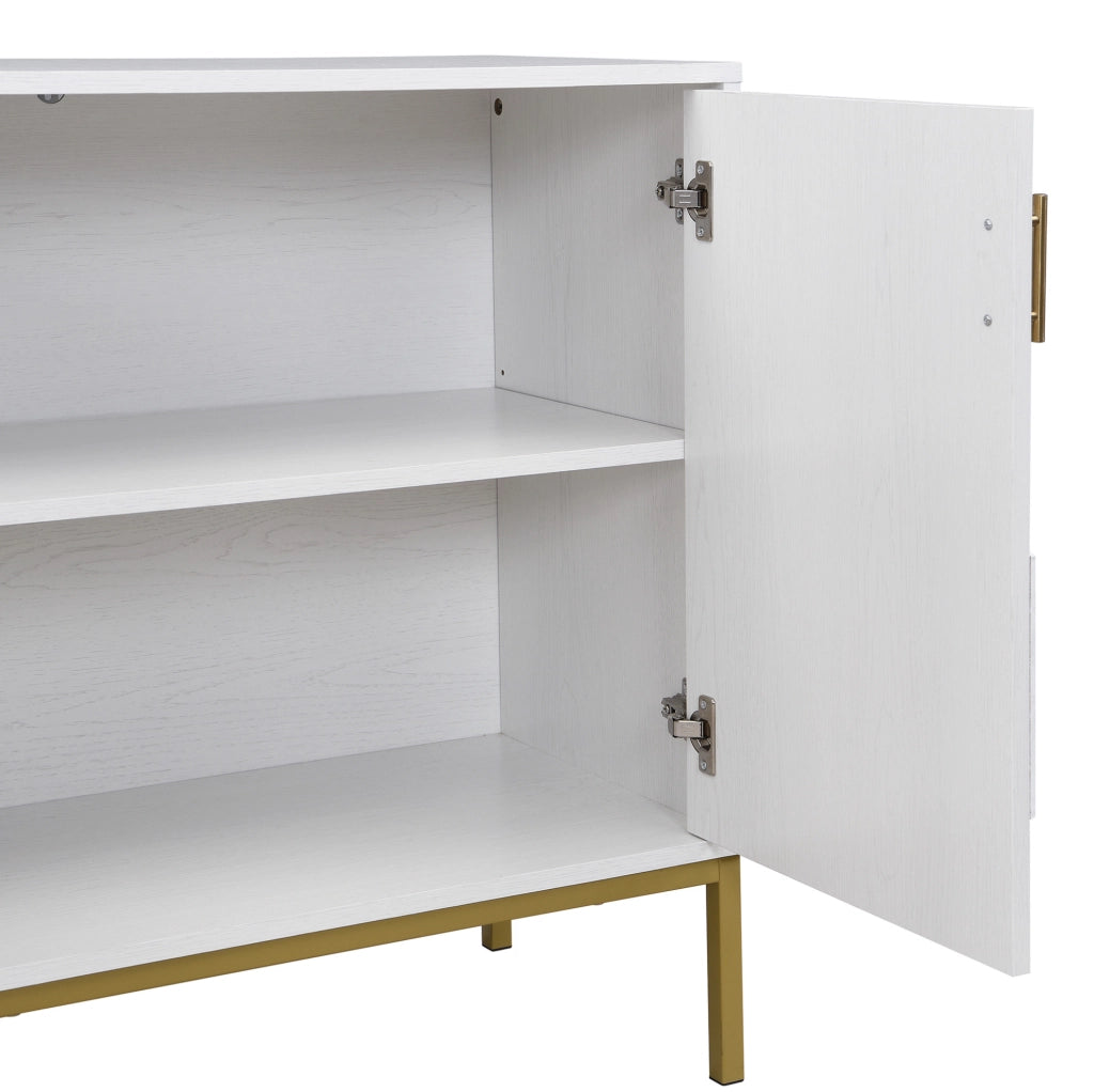Sideboard moderno bianco e oro in MDF con 4 porte, ripiani regolabili, per soggiorno e corridoio