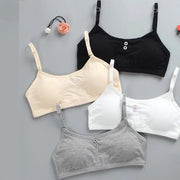 Set di 4 magliette con manica per ragazze adolescenti | Cotone soffice | Respirante | Push-up | Adatto per lo sport e la corsa | 10-16 anni | Senza fili