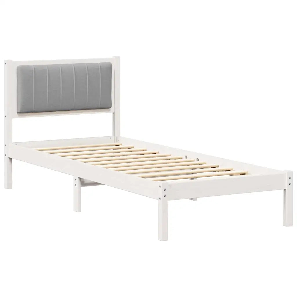 Letto con Testiera Rivestita Grigio chiaro 75 x 190 cm