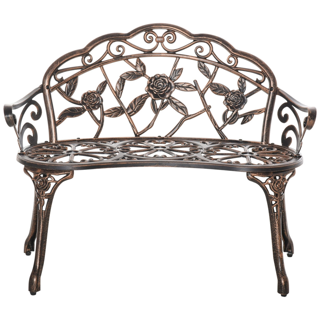 Panchina Giardino 2 Posti in Metallo Stile Retro ¨C zephmum ¨C Bronzo 100x54x78 cm