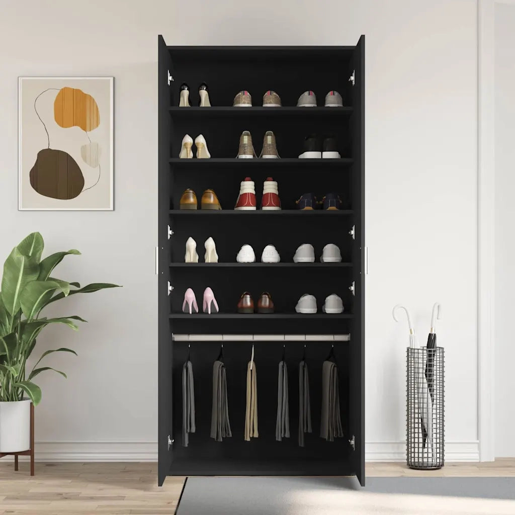 Mobile per scarpe Nero 80 x 39 x 178 cm Legno multistrato 3333867