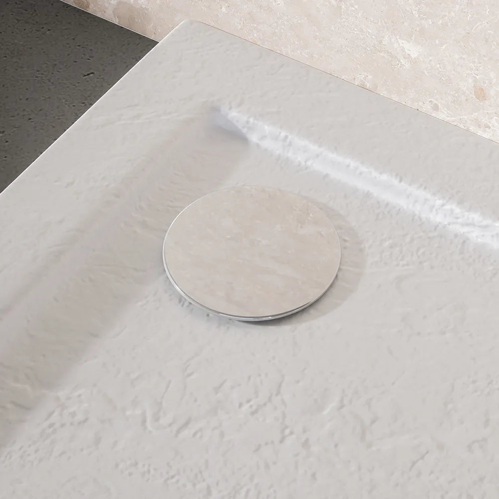 Piatto doccia 70x70 effetto pietra bianco in acrilico altezza slim | Petra