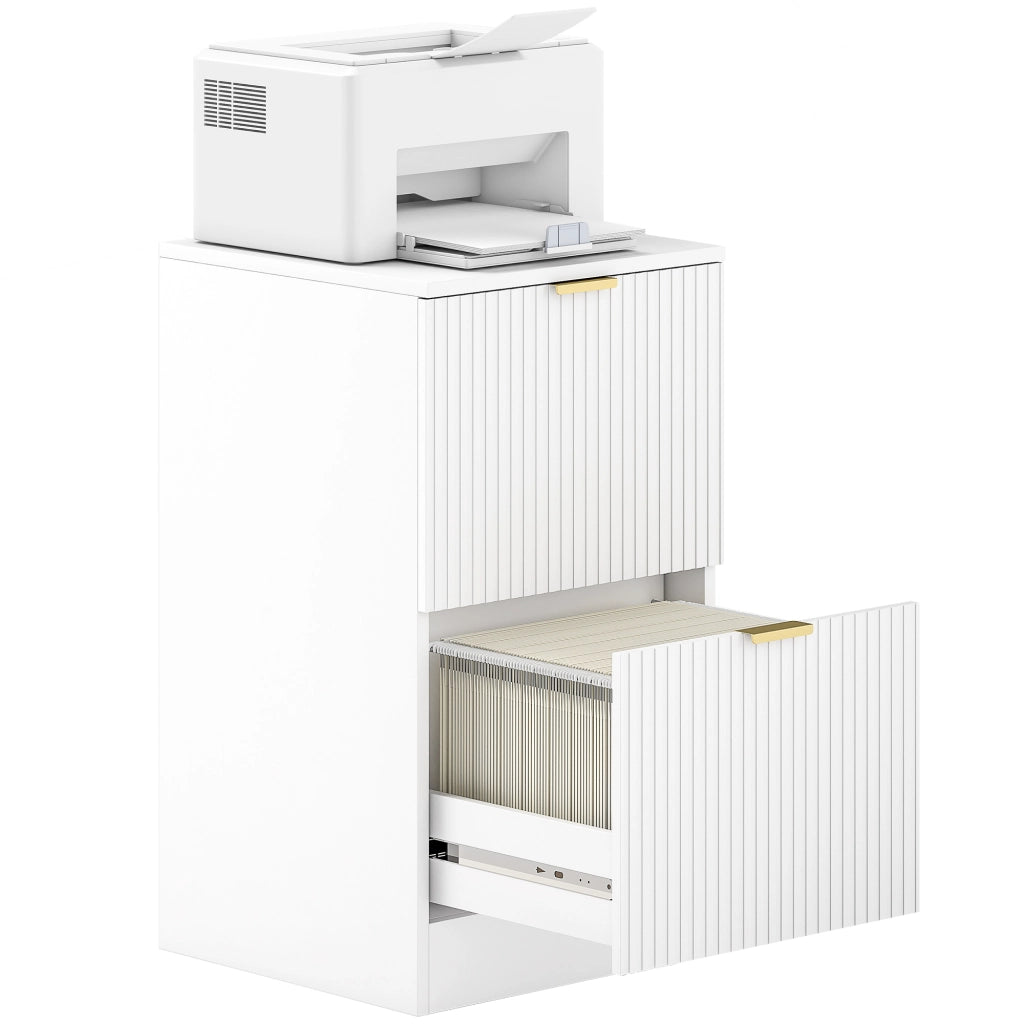 Cassettiera Ufficio 2 Cassetti Scanalati ¨C Xylo ¨C Bianco 40x40x71 cm