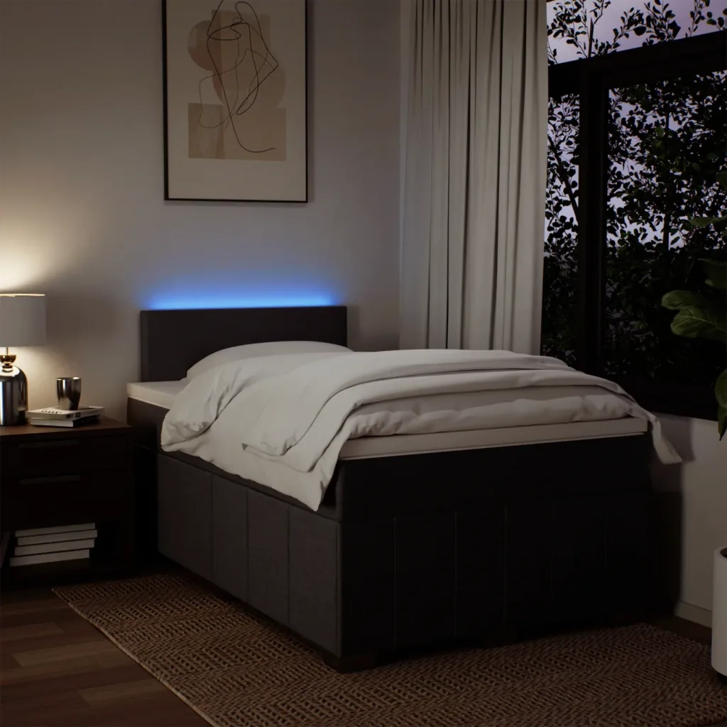 Giroletto a Molle con Materasso Marrone Scuro 120x200cm Tessuto 3289331