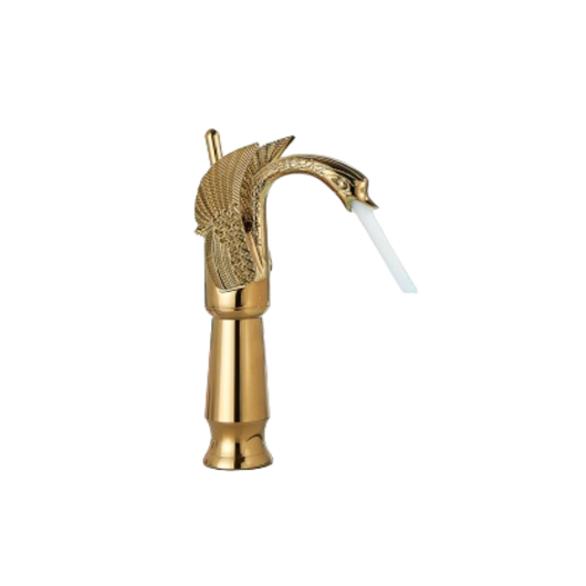 ADRIAN | Rubinetto da bagno alto di design in acciaio inossidabile con aspetto cigno | per lavabo di lusso dorato per ristorazione alberghiera |
