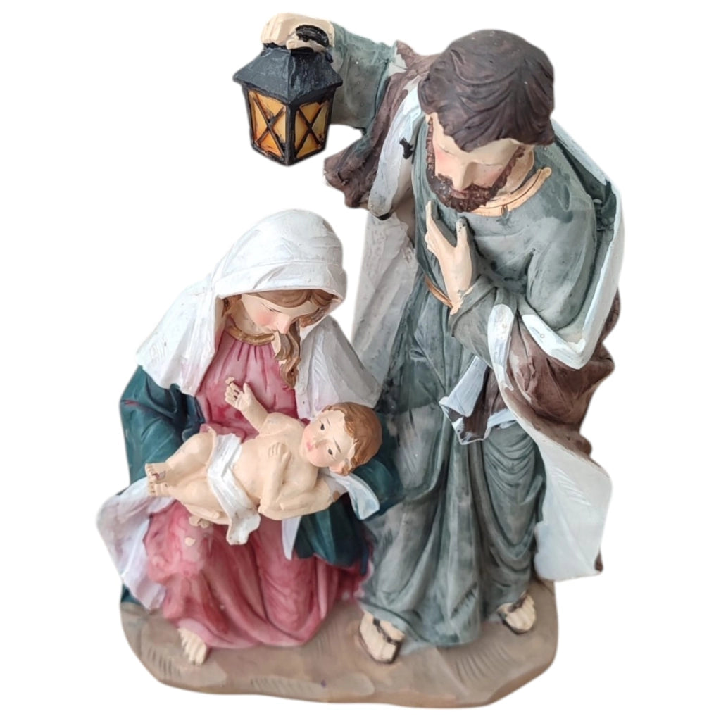 Set Natività in Resina con Giuseppe Maria e Gesù 24cm Presepe Natalizio