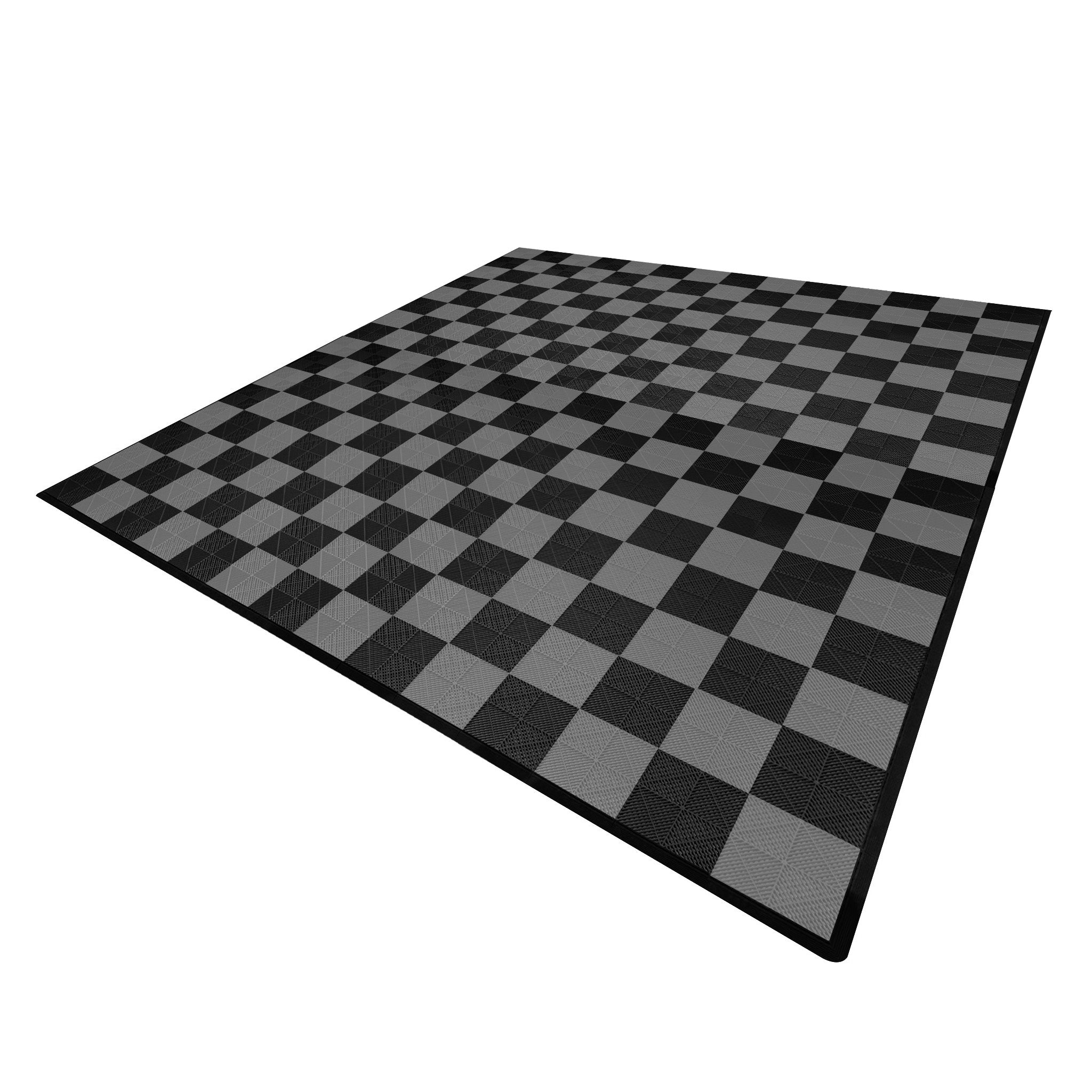 Piastrelle ventilate nere e grigie 6m x 6m per garage doppio e officine, antiscivolo.