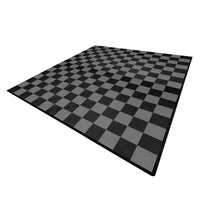 Piastrelle ventilate nere e grigie 6m x 6m per garage doppio e officine, antiscivolo.