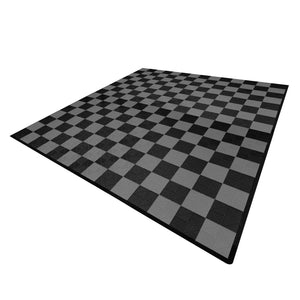 Piastrelle ventilate nere e grigie 6m x 6m per garage doppio e officine, antiscivolo.