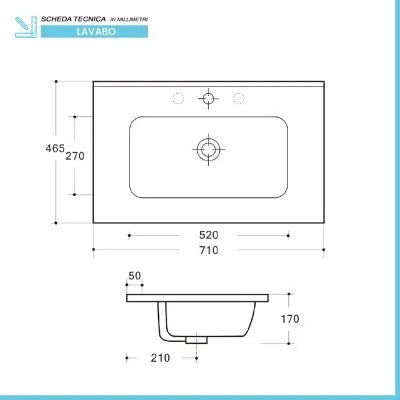 Mobile bagno sospeso 70 cm rovere africa con 2 ante soft-close Kleo