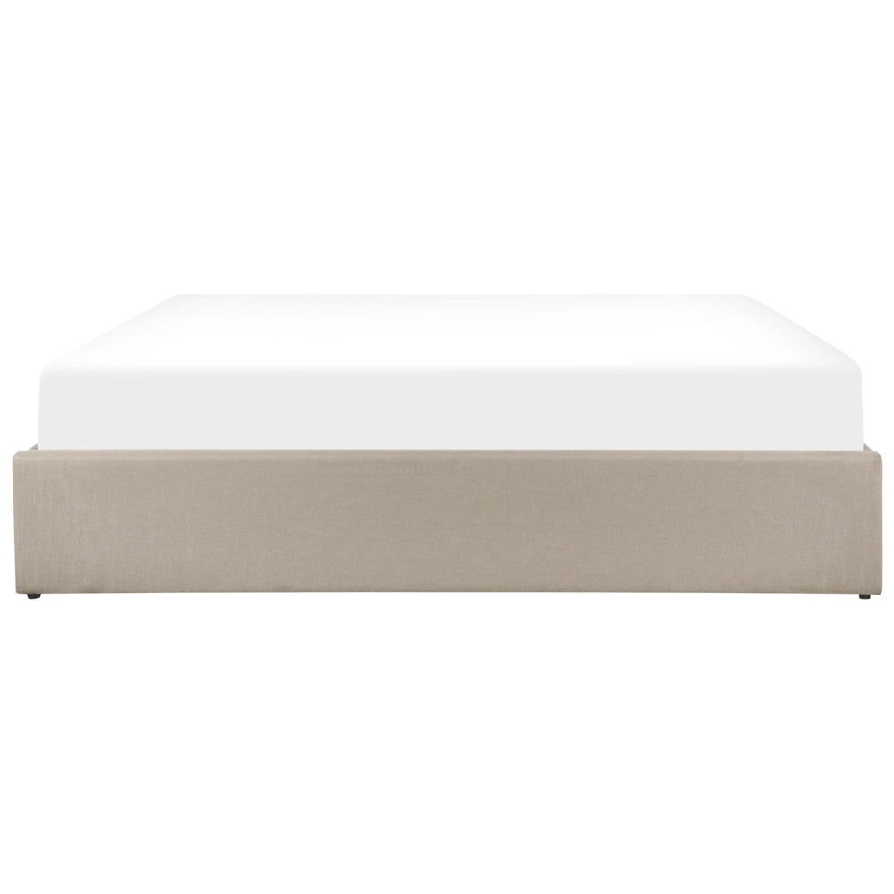 Letto a doghe in tessuto di poliestere beige imbottito ottomana contenitore 180 x 200 cm design moderno