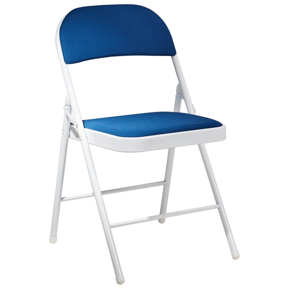 Set 4 Sedie Pieghevoli in Metallo blu e bianco sedile e schienale imbottiti