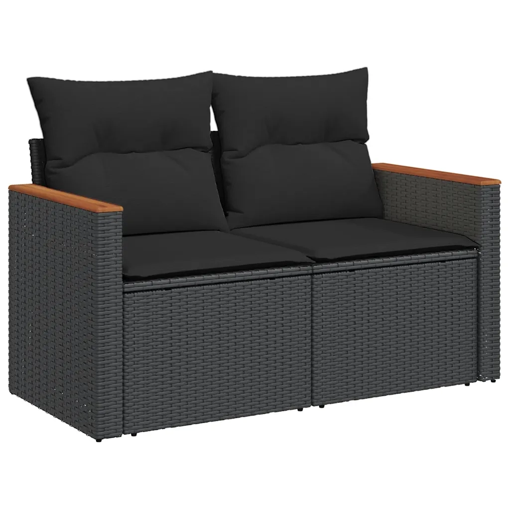 Set Divani da Giardino con Cuscini 7pz Nero Polyrattan 3325926