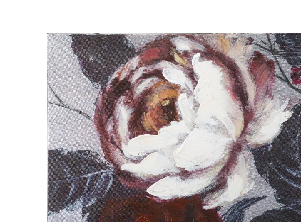 DIPINTO SU TELA WHITE/RED FLOWER DARKBACK CM  120X3,7X60