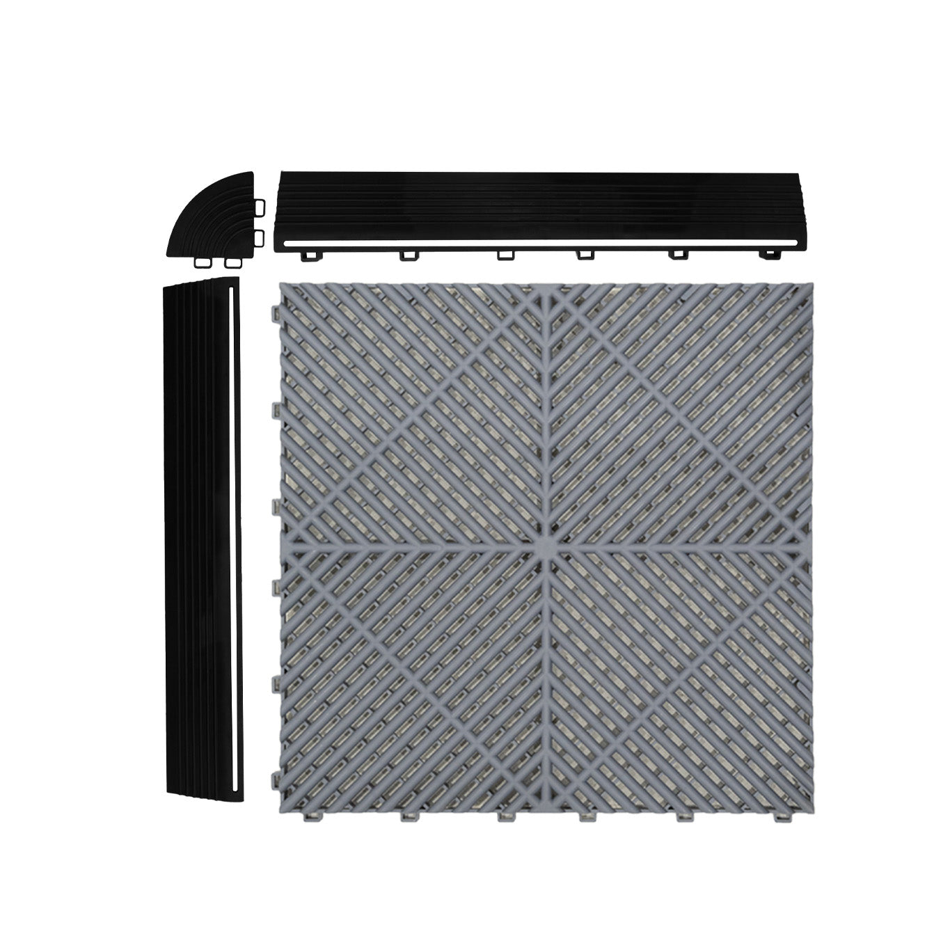 Piastrelle ventilate grigie e blu 6m x 6m per garage doppio e officine, antiscivolo.