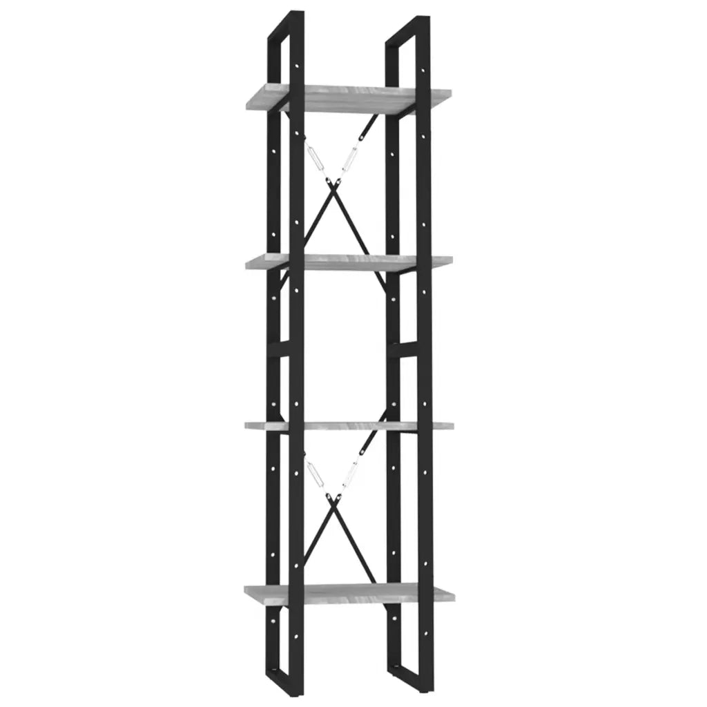 Libreria 4 Ripiani-Scaffale per Libri-Mobile di Stoccaggio Grigio Sonoma 40x30x140 cm Legno Multistrato