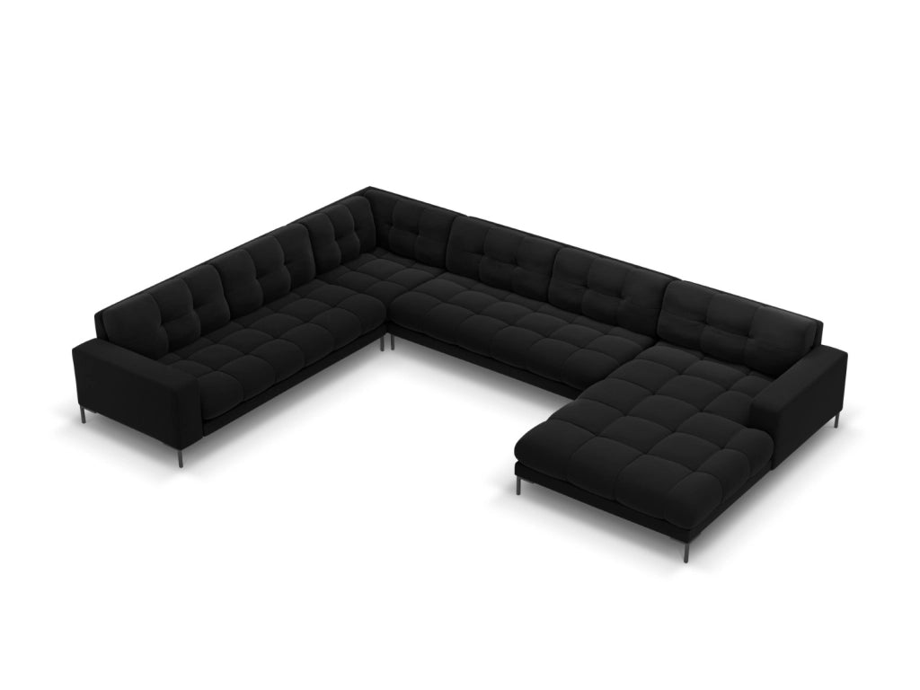 Cosmopolitan Design - Divano panoramico sinistro "Bali" 7 posti in velluto nero 