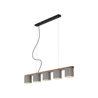 Lampadario Vintage Rhon Metallo Nero 4 Luci E14