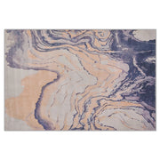 Tappeto tappetino Moquette Tessuto in poliestere beige e blu Motivo astratto Fondo rivestito in gomma 160 x 230 cm