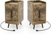 Comodino con stazione di ricarica, tavolino con 2 porte USB e 3 uscite, comodino con 2 cassetti, comodino per camera da letto, soggiorno, 32 x 40 x 60 cm (Industiral-2), QD09474