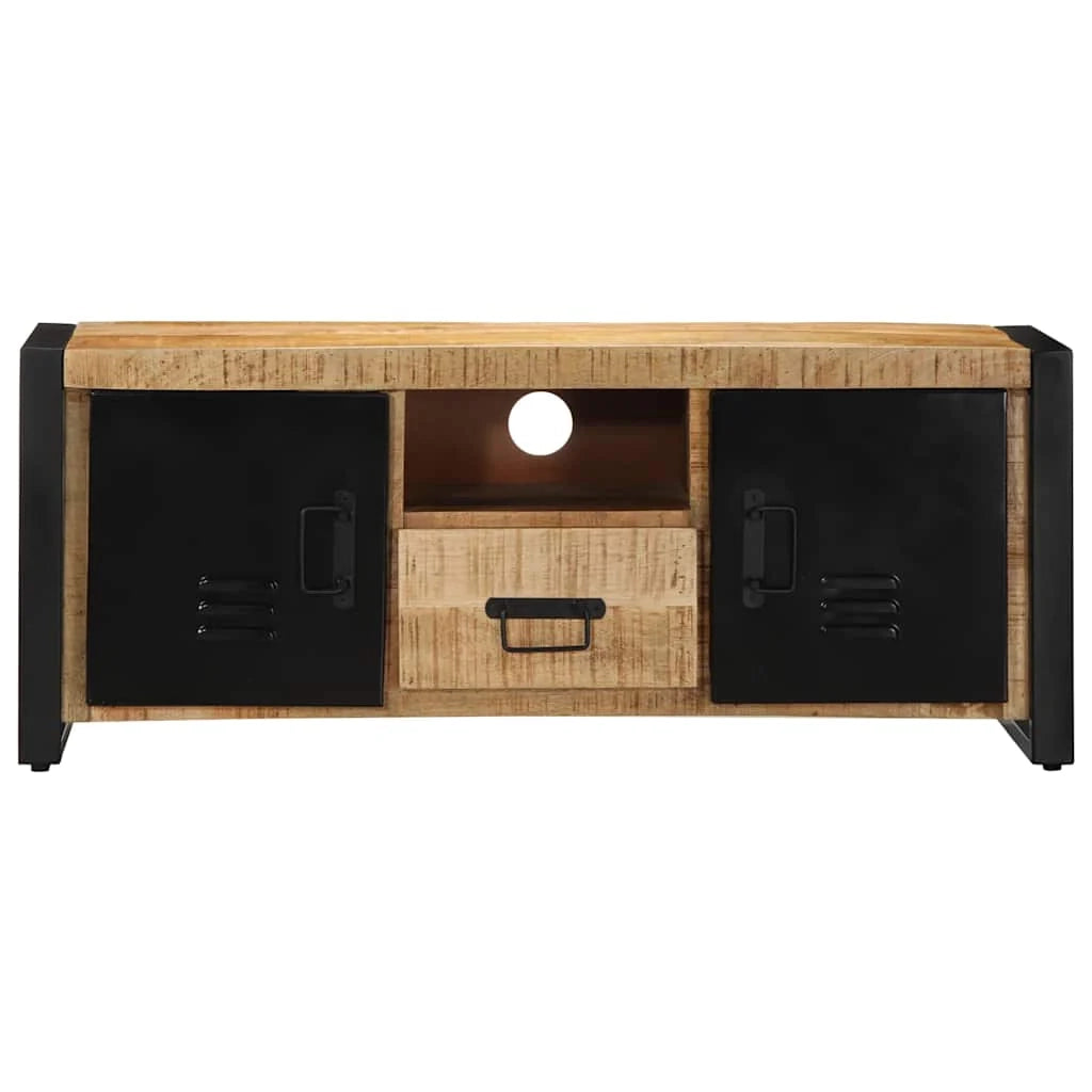Mobile porta TV 100 x 30 x 40 cm ampio e pratico spazio di archiviazione design industriale legno massello di mango grezzo 02_0057630