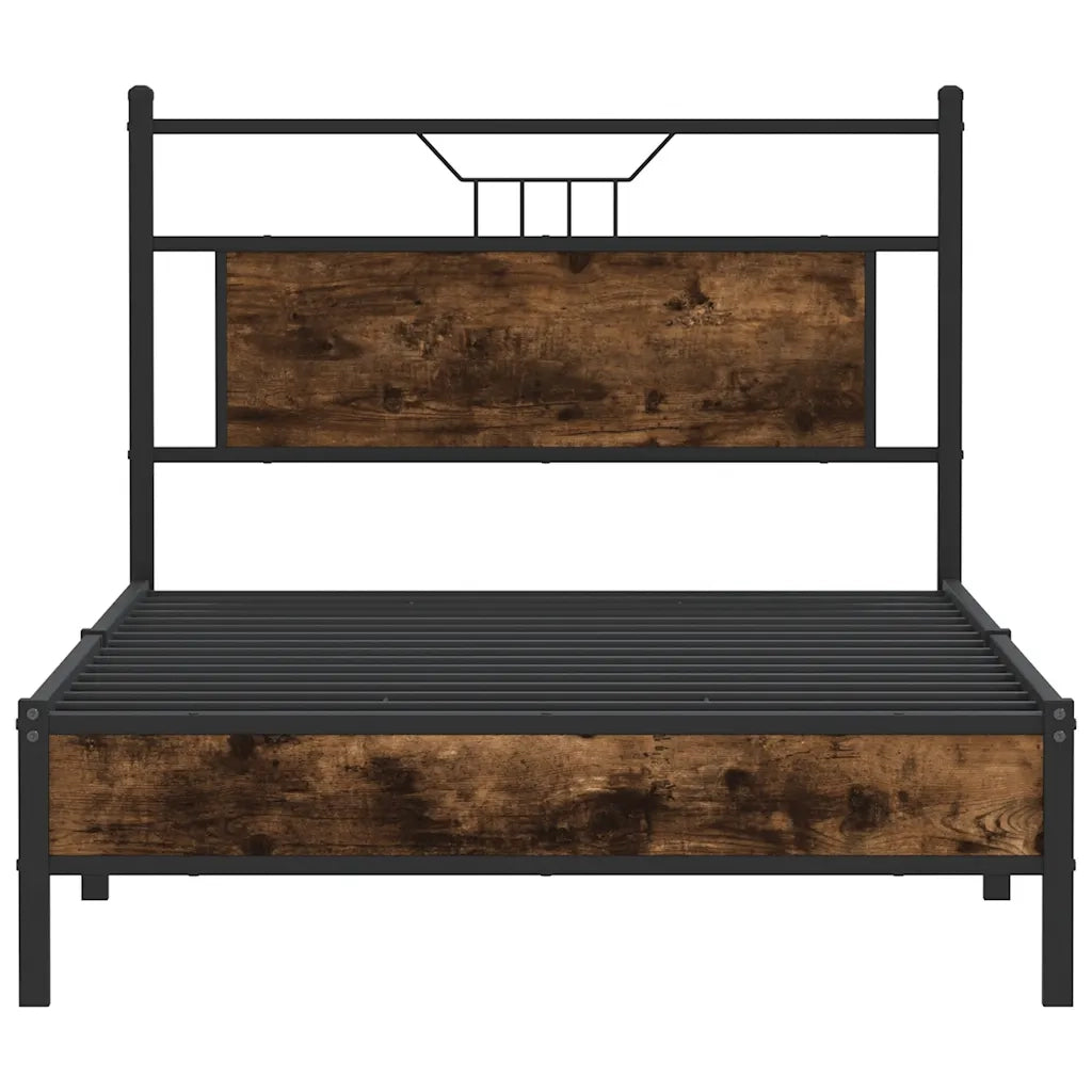 Letto singolo | Letto per adulti | Giroletto senza Materasso Rovere Fumo 100x200 cm in Truciolato
