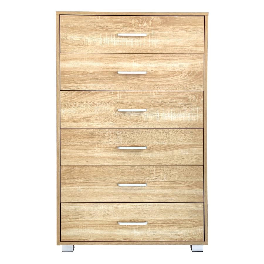 Cassettiera 6 Cassetti 68x40x115 cm in Legno Nancy Rovere