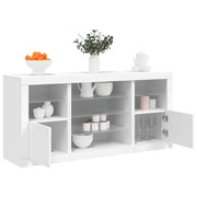 Credenza con Luci LED-Buffet-Armadio da cucina Bianca 142,5x37x67 cm 736767
