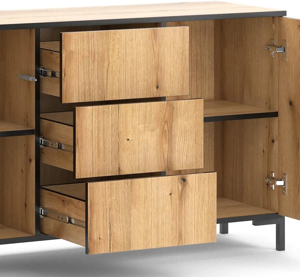 Cassettiera per camera da letto Hatto, Rovere, 124 x 69.6 cm, adatto per riporre e conservare in camera da letto