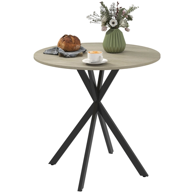 Tavolo da pranzo - rotondo per 2 - stile industriale - gambe in acciaio - Ø80x75 cm - rovere - cucina