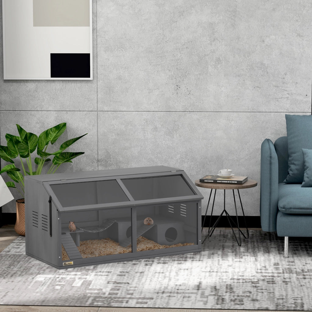 Gabbia per Piccoli Animali Roditori ¨C Zephmum ¨C Grigio Legno 100x52x50