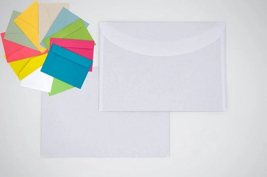 Enveloppe DIN C6 - 25x Enveloppe - Bianco - Senza Cornice - Adatto a A6 - Scatola di Archiviazione in Cartone - Busta di Carta