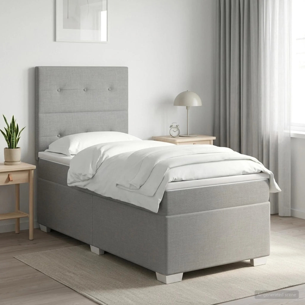 Letto con Box Spring, Materasso e LED Grigio Chiaro 90 x 190 cm 3454966