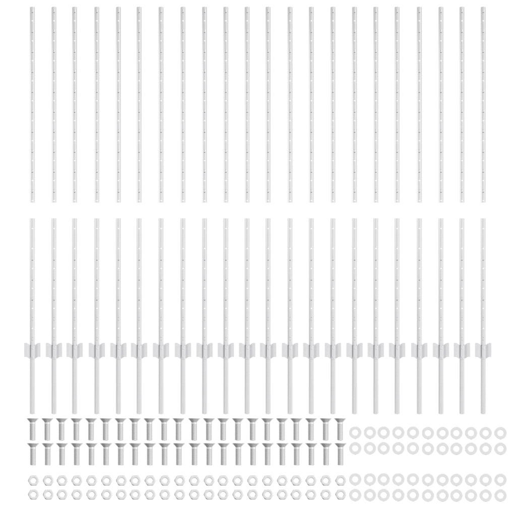 Pali per recinzione 44 pcs U-Channel Argento 180 cm Acciaio