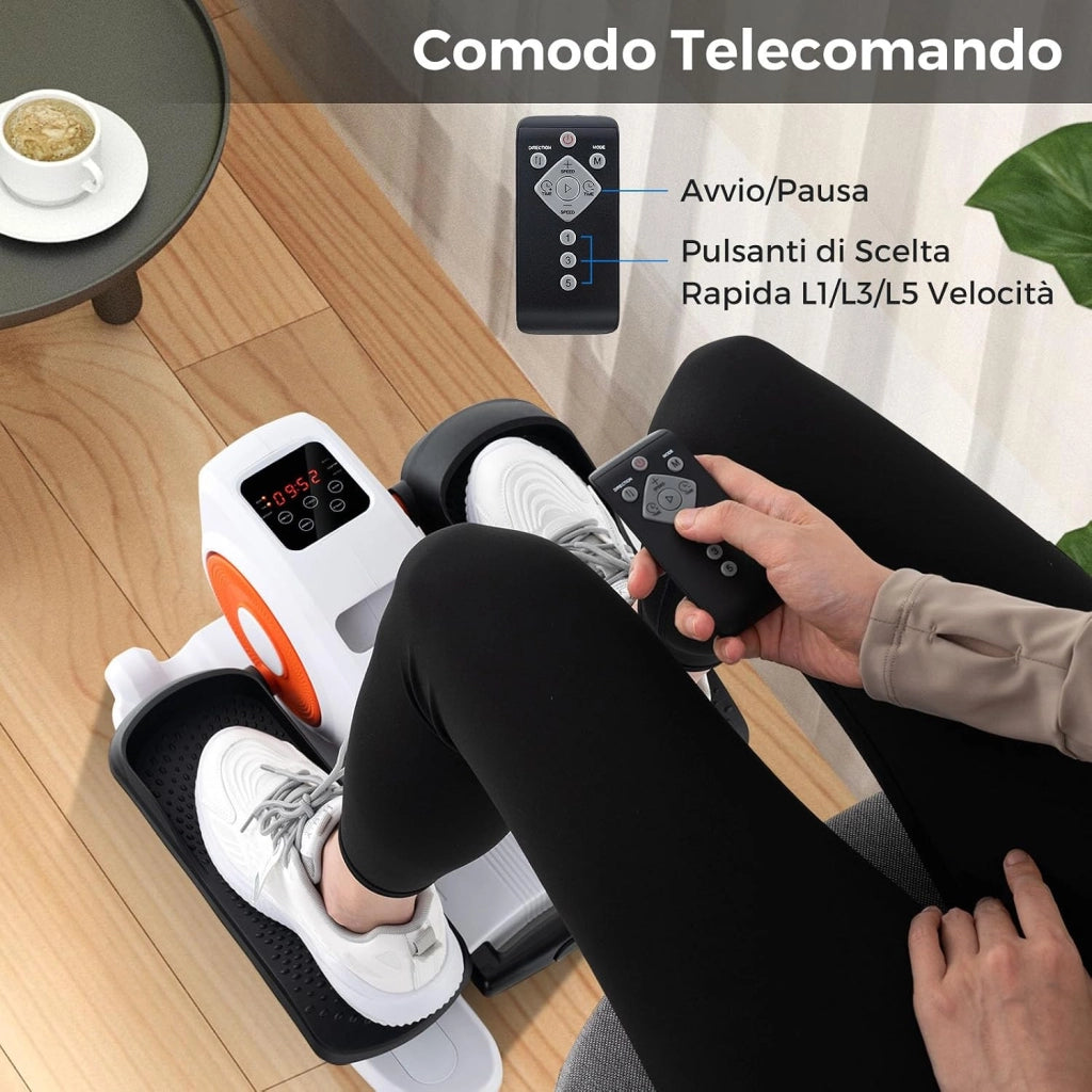 Pedaliera Elettrica Ellittica da Scrivania, Cyclette da Seduti per Gambe per Anziani con Monitor Display, Controllo Remoto, Esercitatore Silenzioso e Portatile per Casa e Ufficio