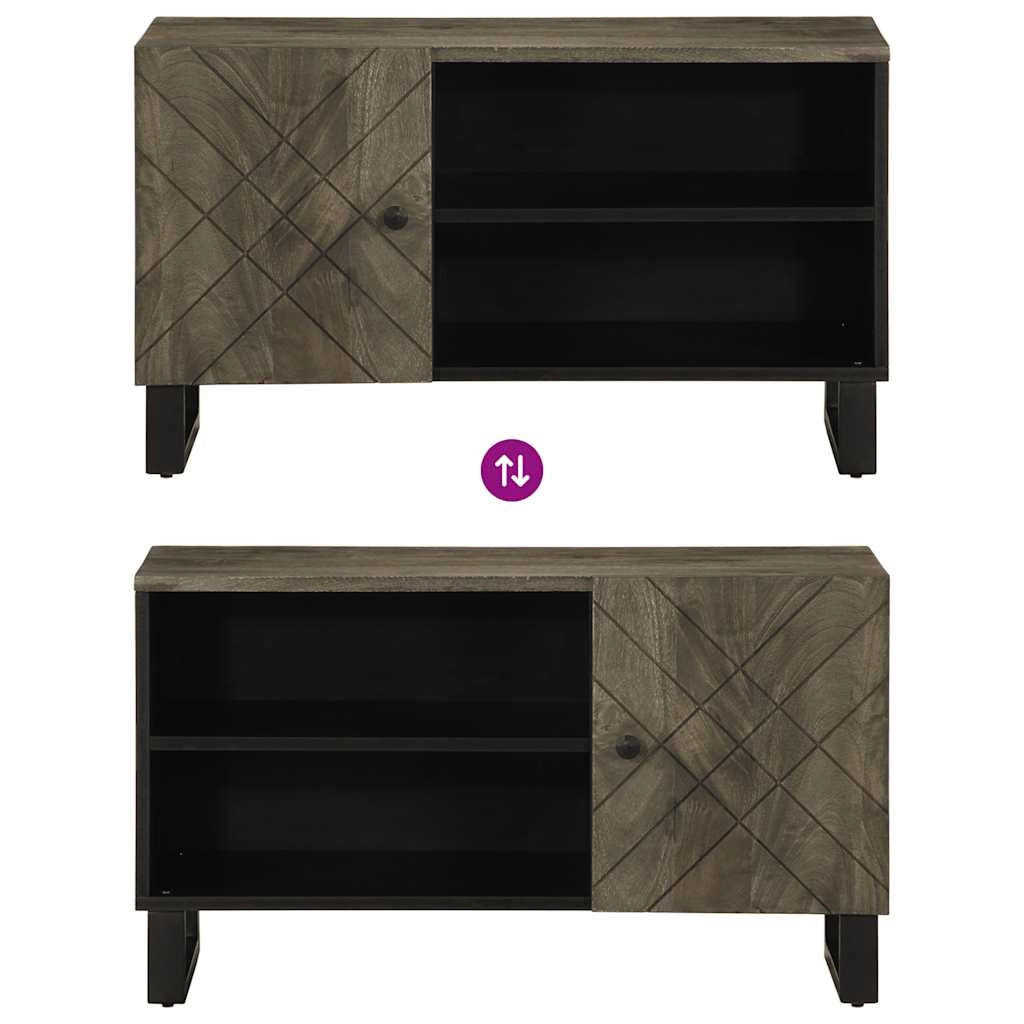 Mobile porta TV moderno nero con pratico contenitore per il soggiorno 80 x 33 x 46 cm in legno massello di mango 02_0057728