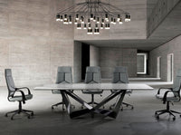 Sedia girevole da ufficio in tessuto grigio chiaro e pvc nero