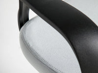 Sedia girevole da ufficio in tessuto grigio chiaro e pvc nero