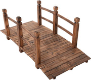 Ponte da Giardino in Legno di Abete Carbonizzato con Ringhiere, Ponticello Calpestabile per Giardino e Stagno Portata 100 kg, 150 x 67 x 55 cm, Marrone
