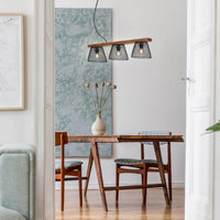 Lampadario A Sospensione Vintage Taunuds Metallo Legno Nero 3 Luci Luci E14