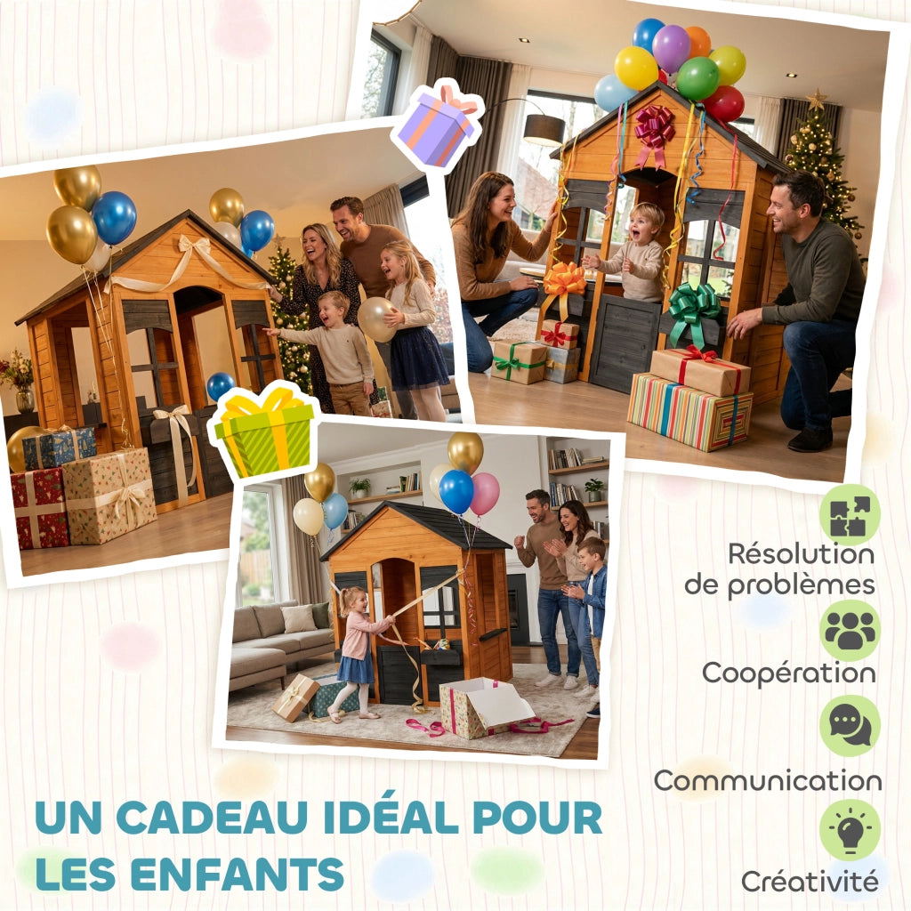 Casetta Bambini Giardino Legno ¨C zephmum ¨C Marrone Chiaro 3-8 Anni