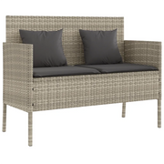 Panchina da Giardino | Panca da Giardino con Cuscini Grigio Chiaro in Polyrattan