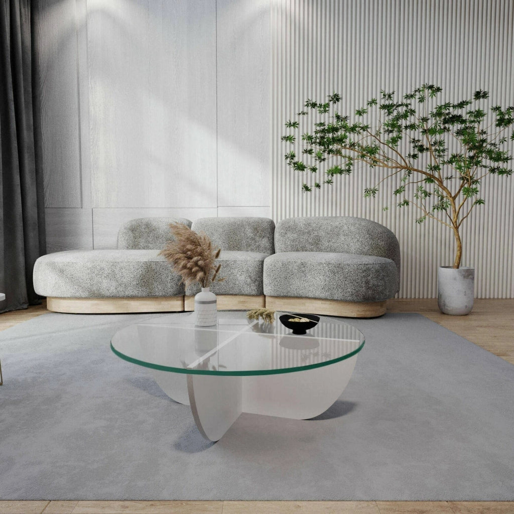 Jolanda, Tavolino da Salotto Forma Circolare, 90x90x30h cm Bianco