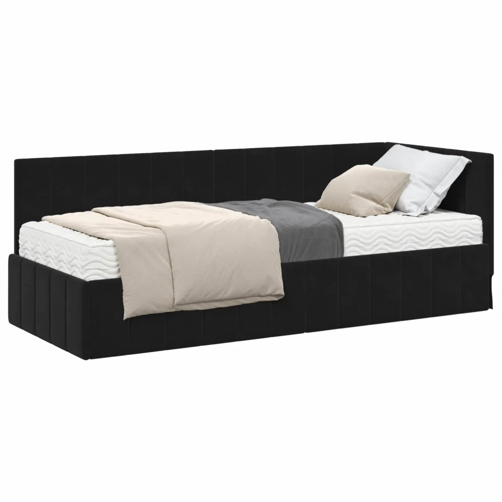 Struttura Letto Angolare con Materasso 2 pz-Giroletto con materasso Nero Velluto 366419