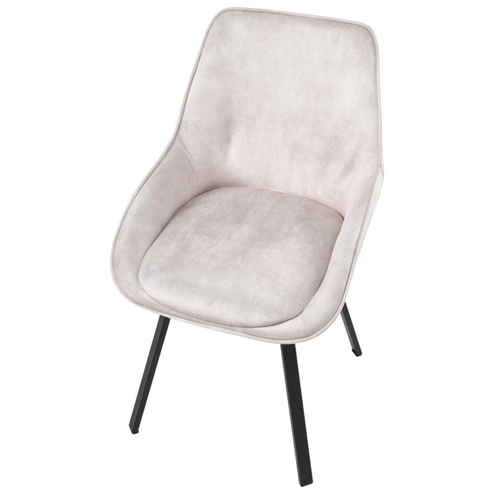 Set di 2 sedie da pranzo in velluto beige chiaro con gambe in ferro nero girevoli a 180° moderne sedie imbottite